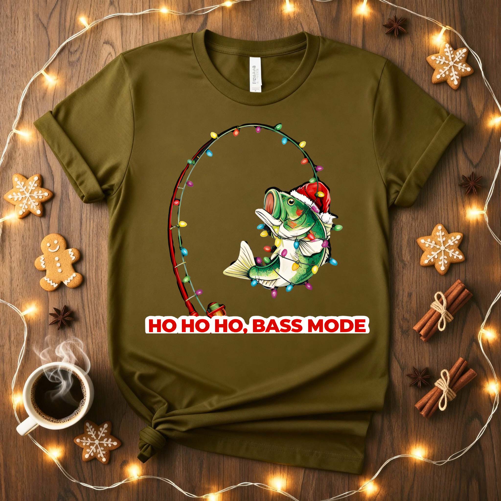 “Bass Mode Fishing Meme Funny Tee – funny fishing meme t-shirt with bass design for anglers.