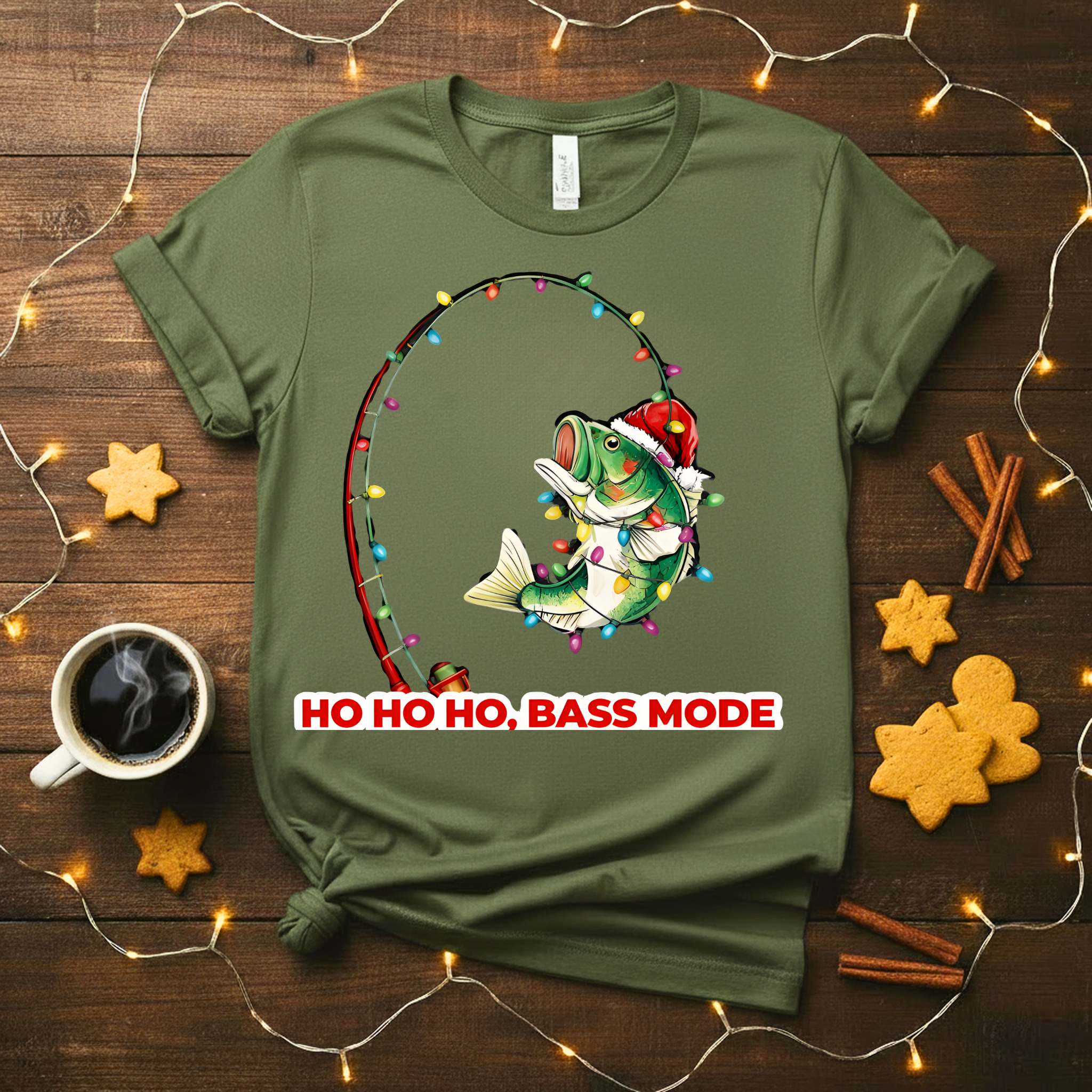 “Bass Mode Fishing Meme Funny Tee – funny fishing meme t-shirt with bass design for anglers.