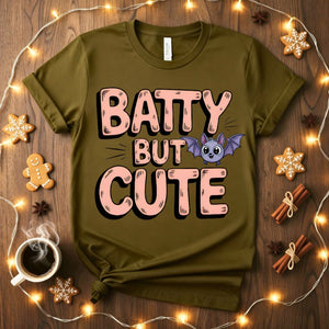 Batty But Cute Animal Meme T-Shirt featuring an adorable cartoon bat