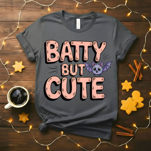 Batty But Cute Animal Meme T-Shirt featuring an adorable cartoon bat