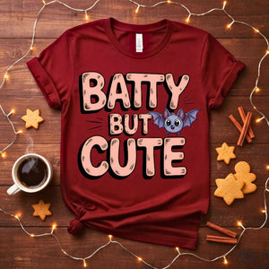 Batty But Cute Animal Meme T-Shirt featuring an adorable cartoon bat