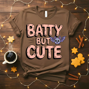 Batty But Cute Animal Meme T-Shirt featuring an adorable cartoon bat
