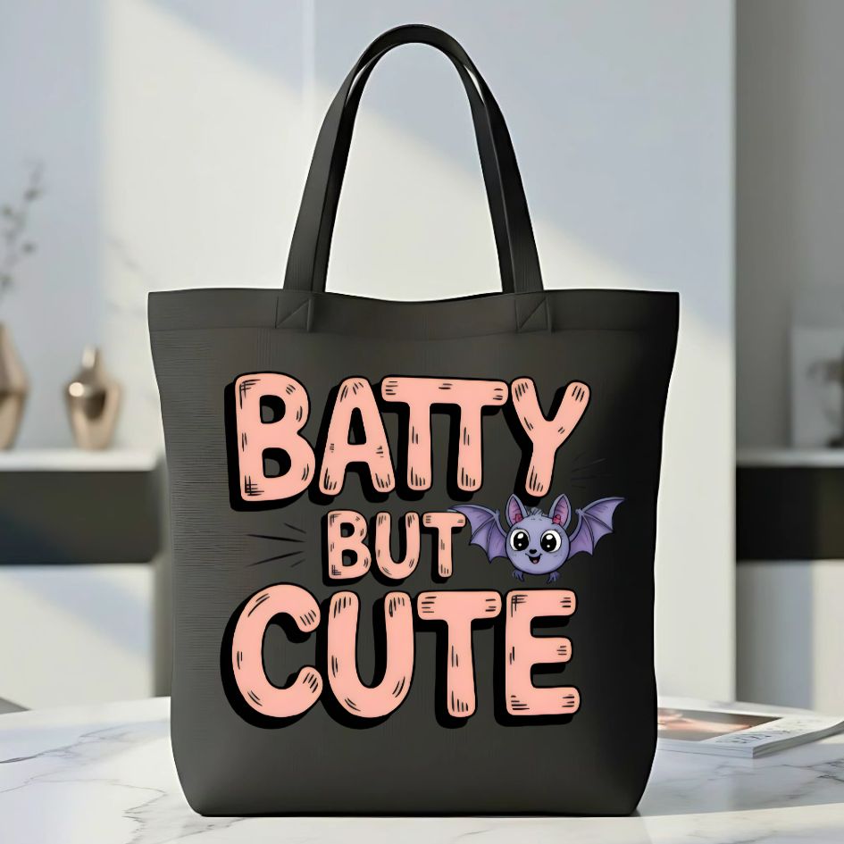 Batty But Cute Tote Bag with bat design