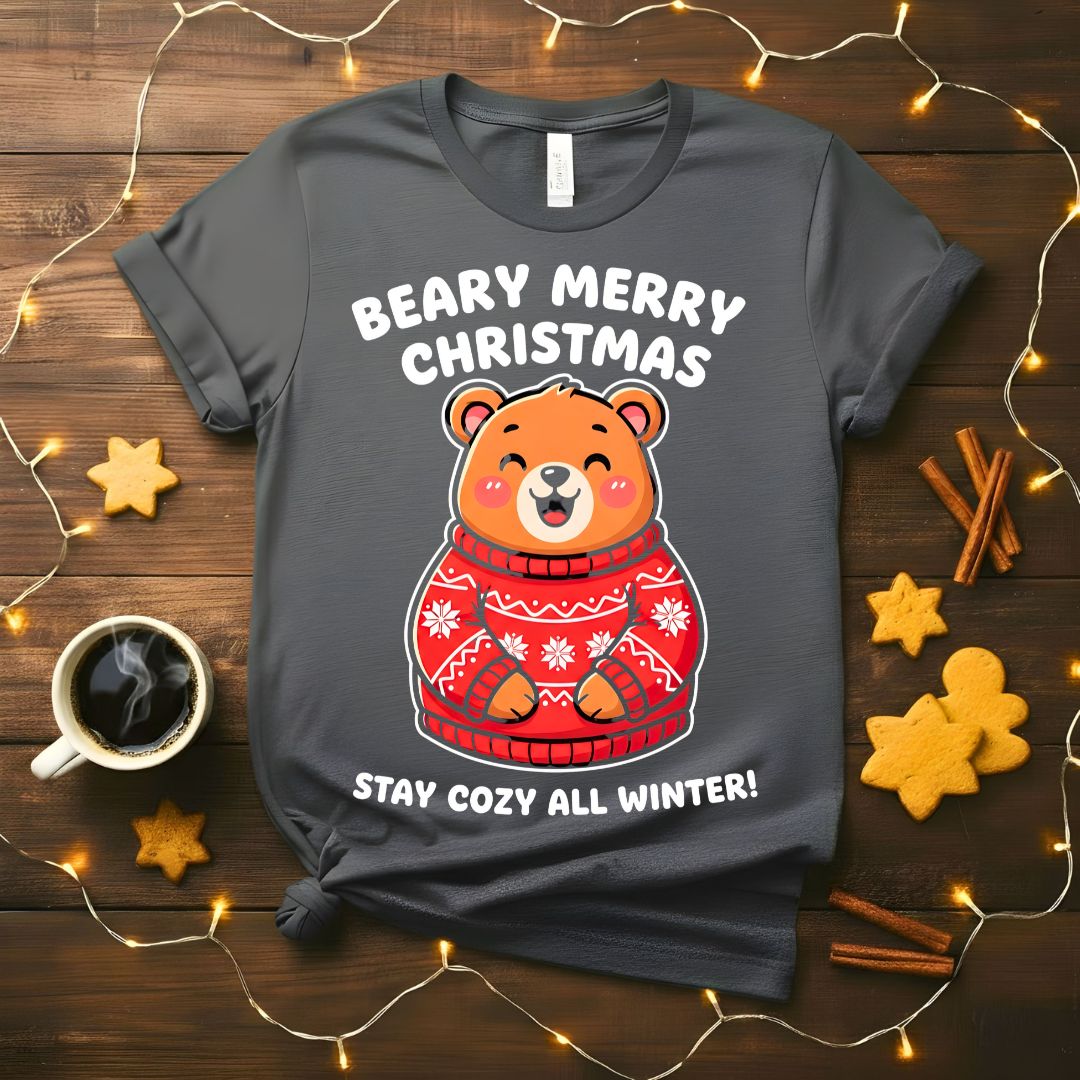 Beary Merry Christmas funny bear pun holiday t-shirt