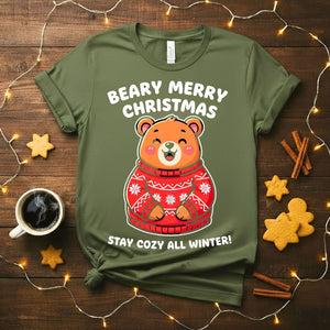 Beary Merry Christmas funny bear pun holiday t-shirt