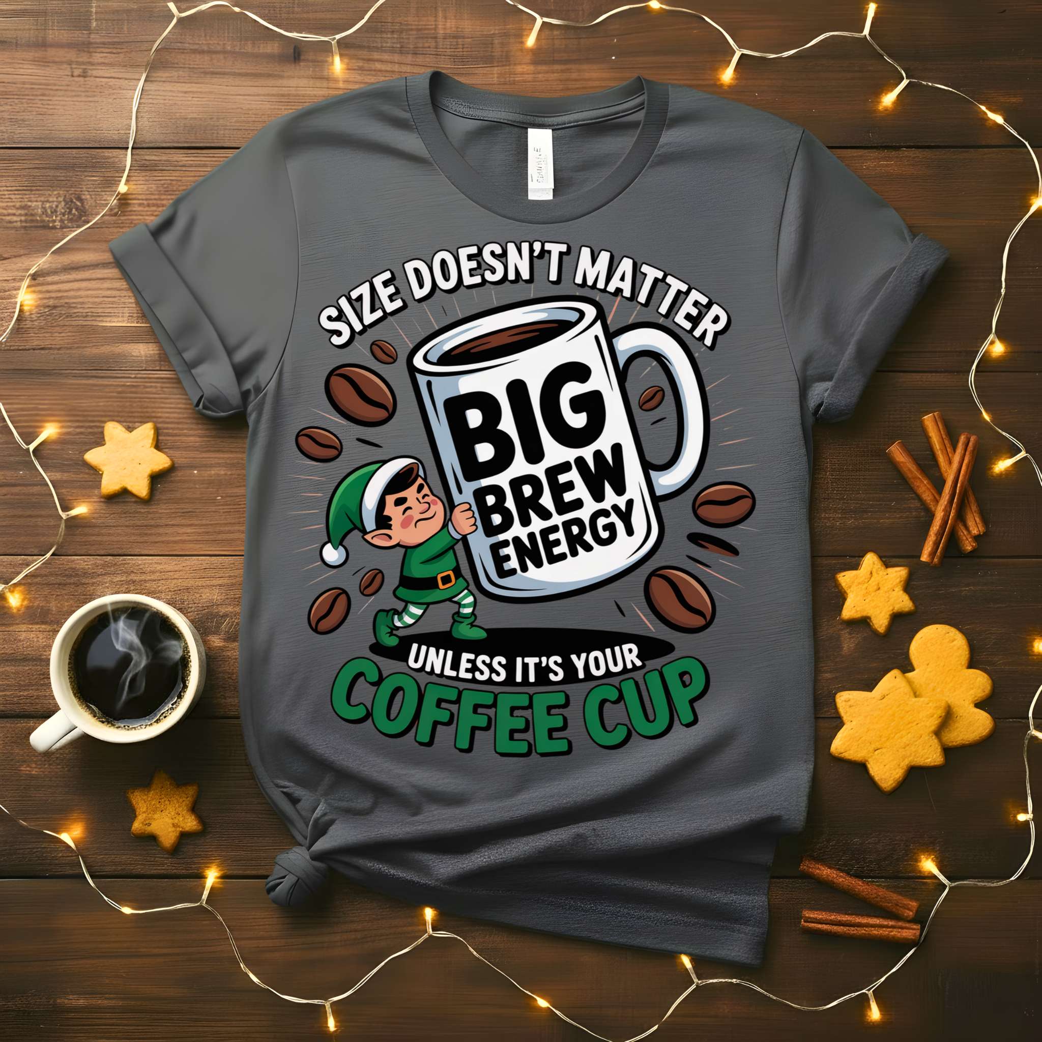 Big Brew Energy Christmas Meme Funny Tee – bold funny holiday t-shirt with sarcastic Christmas slogan for meme lovers”