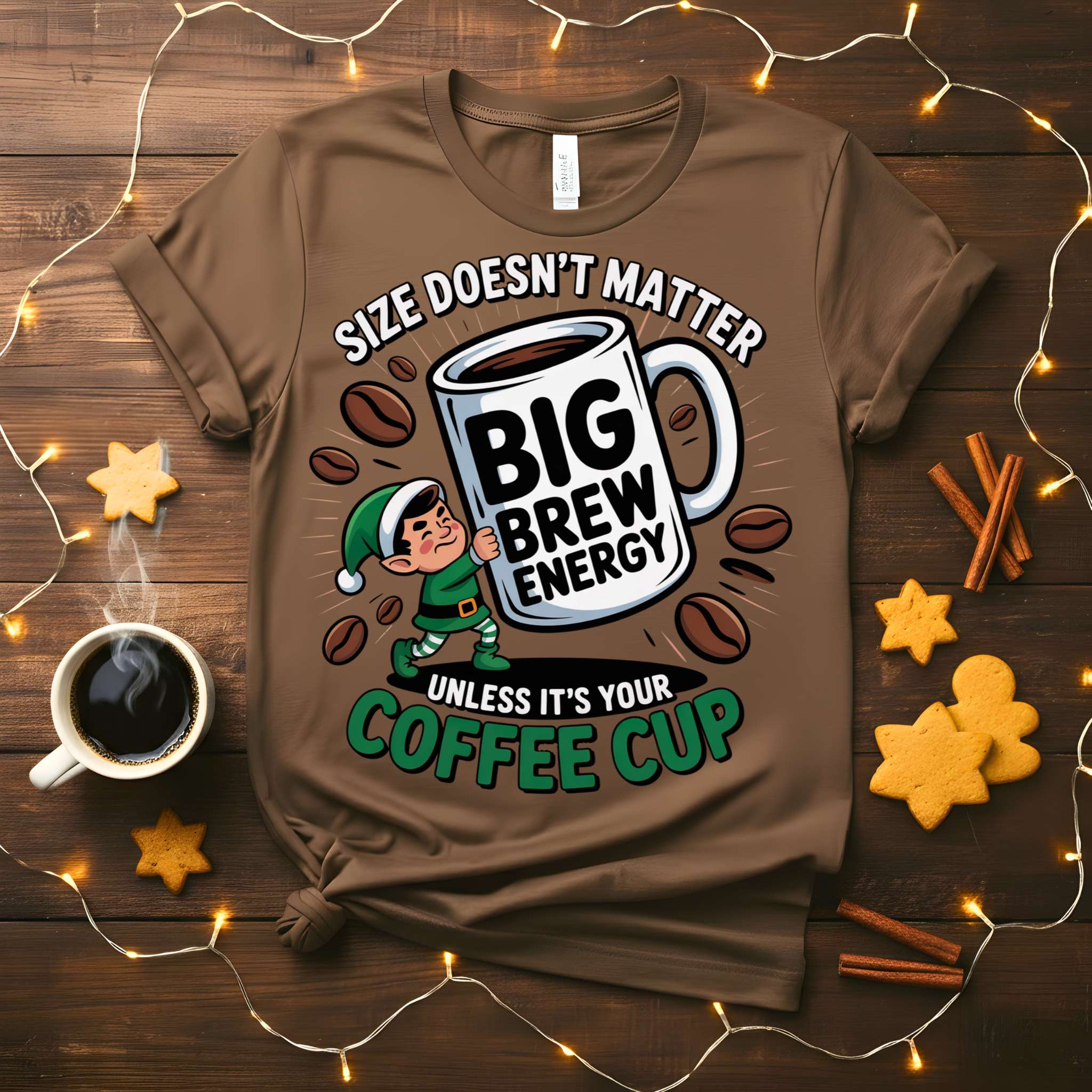 Big Brew Energy Christmas Meme Funny Tee – bold funny holiday t-shirt with sarcastic Christmas slogan for meme lovers”