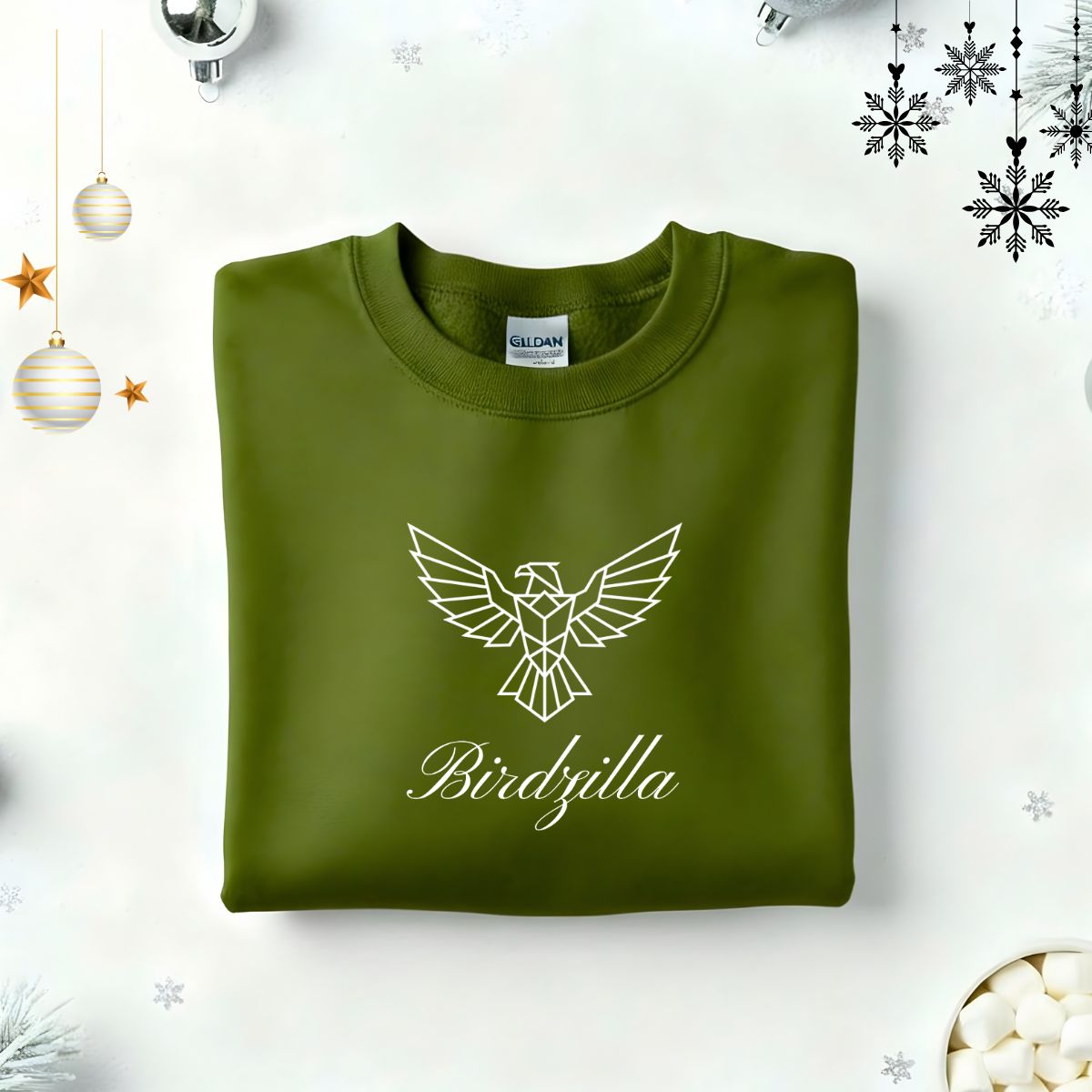 Birdzilla Typographical Embroidered Sweatshirt – minimalist embroidered unisex fleece pullover, funny meme-inspired cotton streetwear by Memez.Store.