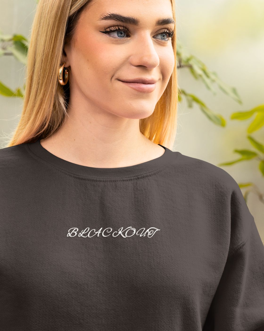 "Unisex Blackout Halloween Sweatshirt styled outfit"
