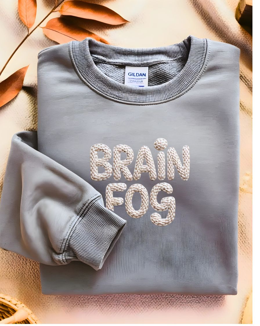 Funny embroidered Brain Fog crewneck unisex