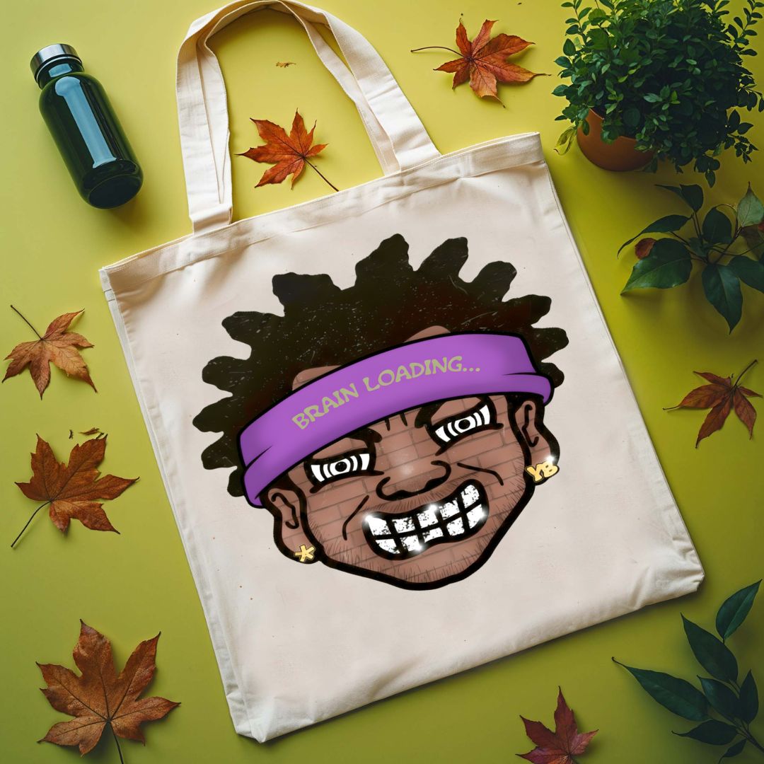 Brain Loading Parody Face Tote Bag with processing meme