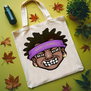 Brain Loading Parody Face Tote Bag with processing meme