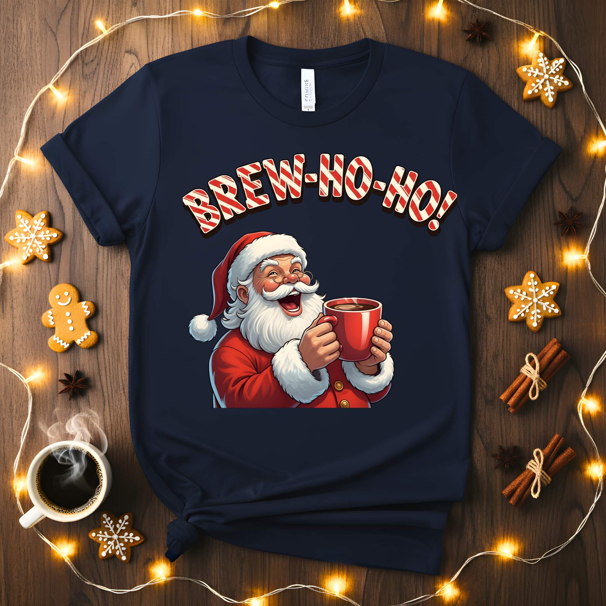 Brew Ho Ho Christmas Meme Funny Tee – Funny holiday coffee lover t-shirt, Christmas caffeine humor shirt, Santa coffee meme tee.