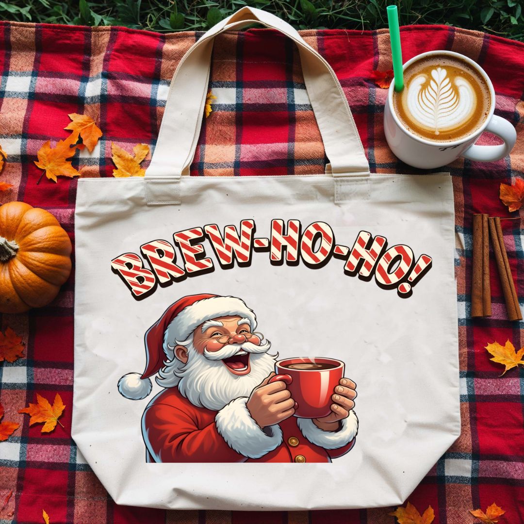 Brew Ho Ho Funny Coffee Christmas Tote Bag