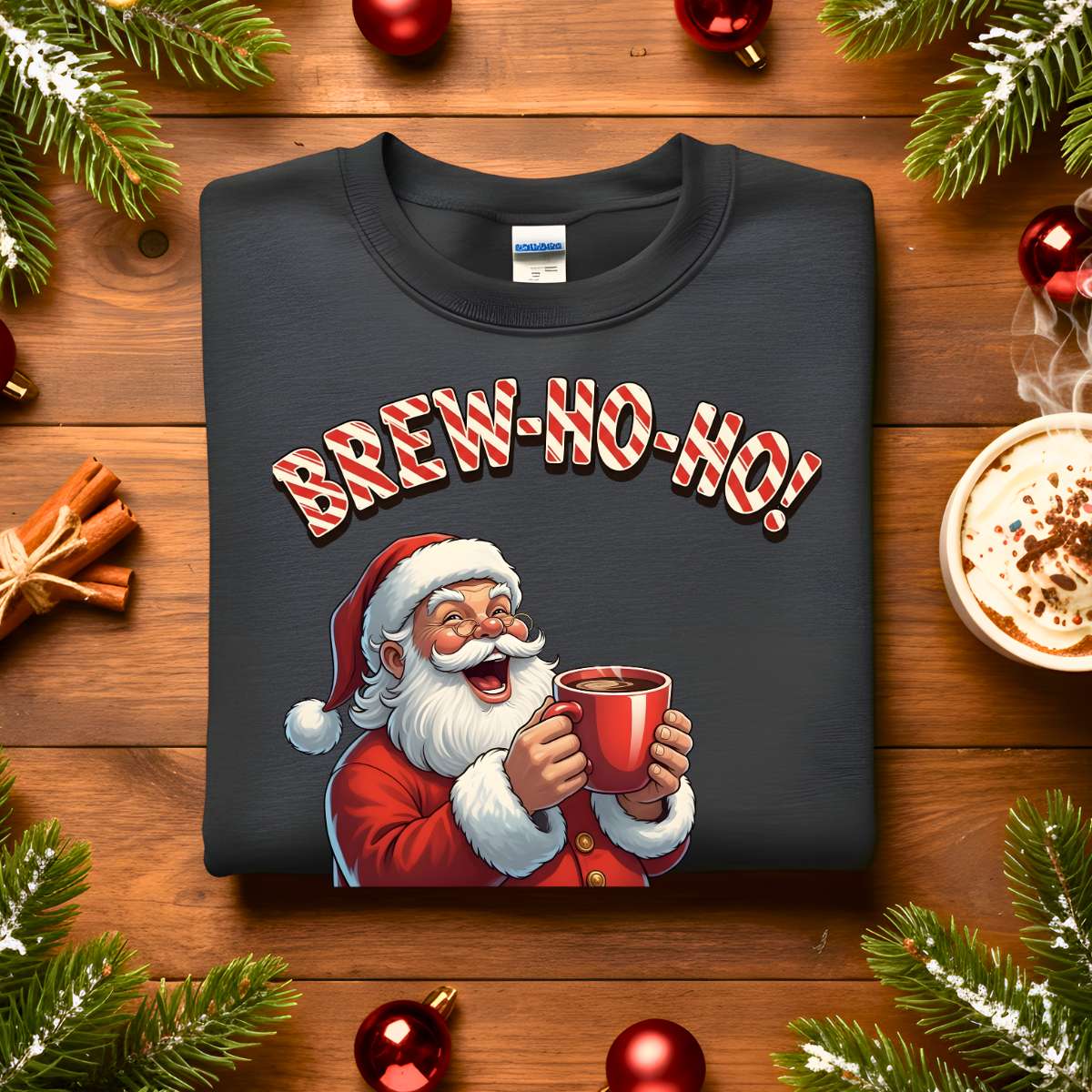 “Brew Ho Ho Sweatshirt – funny coffee Christmas meme sweater for caffeine lovers, unisex fleece holiday sweatshirt by Memez.Store.”