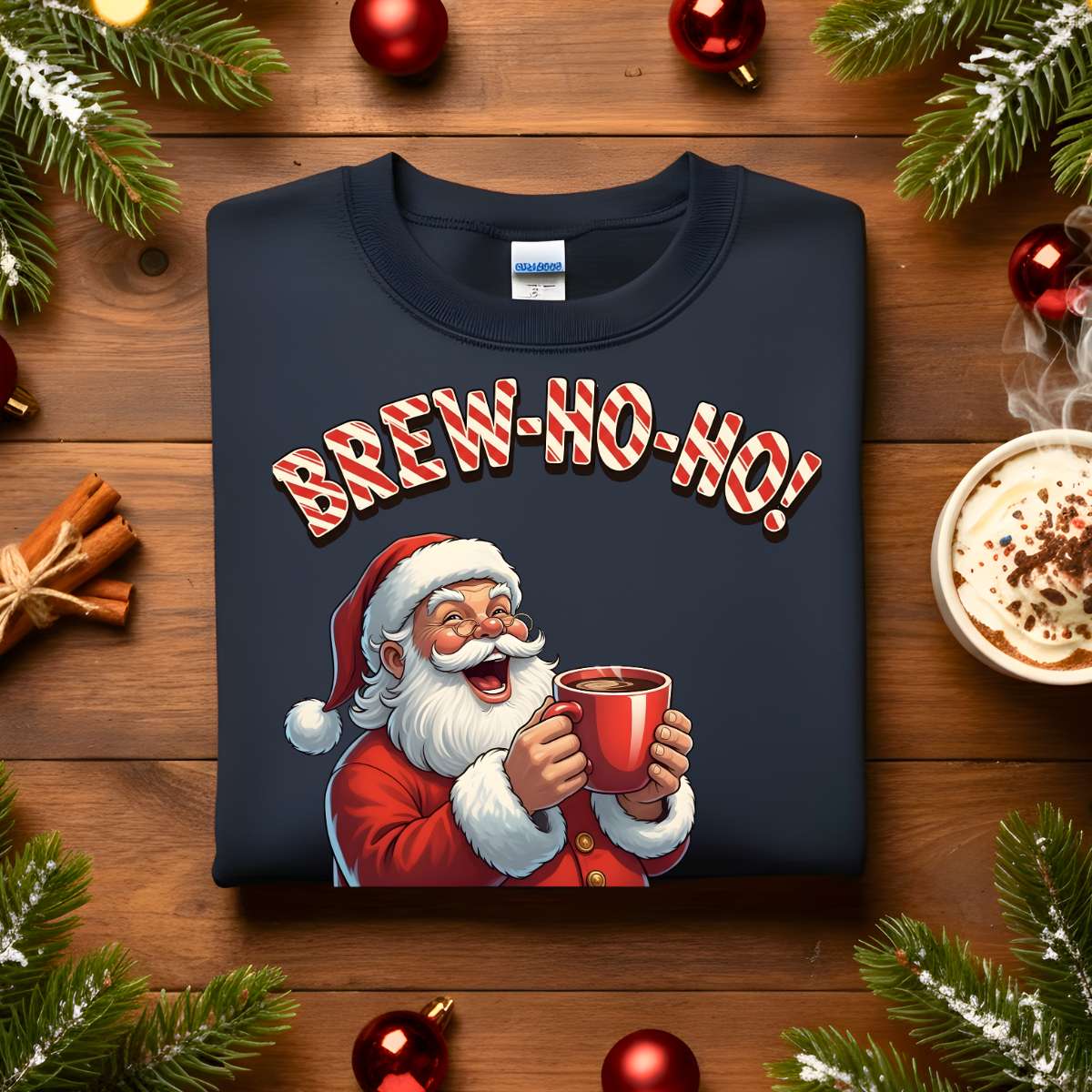 “Brew Ho Ho Sweatshirt – funny coffee Christmas meme sweater for caffeine lovers, unisex fleece holiday sweatshirt by Memez.Store.”