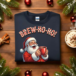 “Brew Ho Ho Sweatshirt – funny coffee Christmas meme sweater for caffeine lovers, unisex fleece holiday sweatshirt by Memez.Store.”