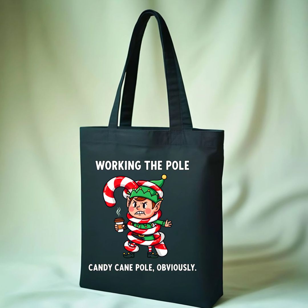 Candy Cane Pole funny viral Christmas meme tote bag
