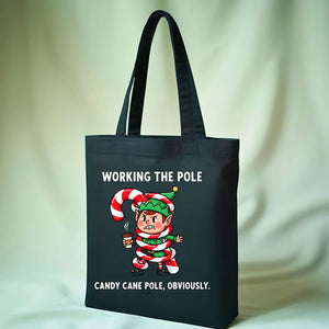 Candy Cane Pole funny viral Christmas meme tote bag