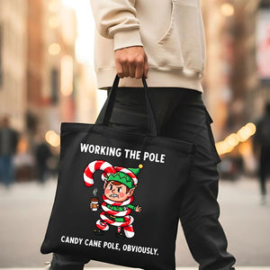Candy Cane Pole funny viral Christmas meme tote bag