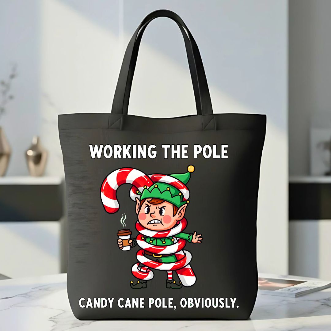 Candy Cane Pole funny viral Christmas meme tote bag