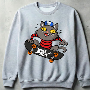 Skate cat crewneck sweatshirt unisex fit