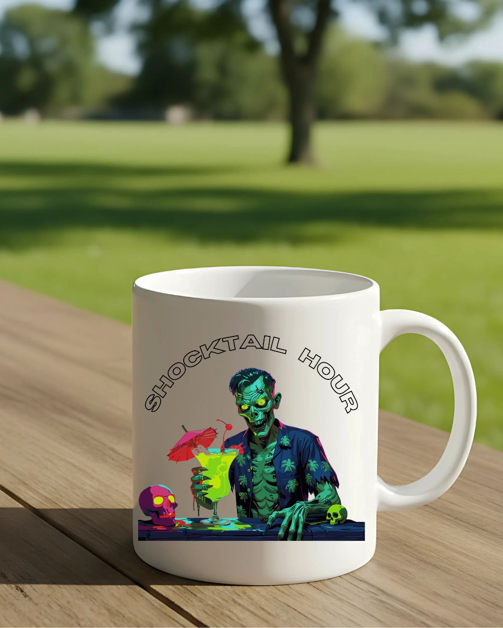 “Shocktail Hour Halloween meme mug for coffee or cocktails”