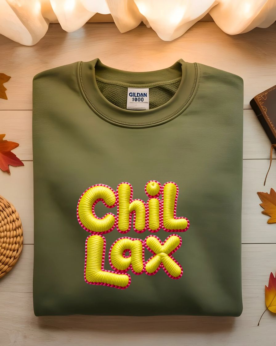 Funny Chillax embroidered crewneck unisex