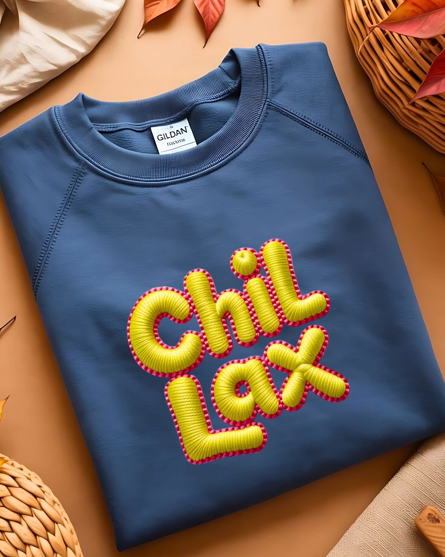 Funny Chillax embroidered crewneck unisex