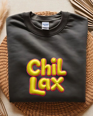 “Minimalist embroidered Chillax sweatshirt fleece