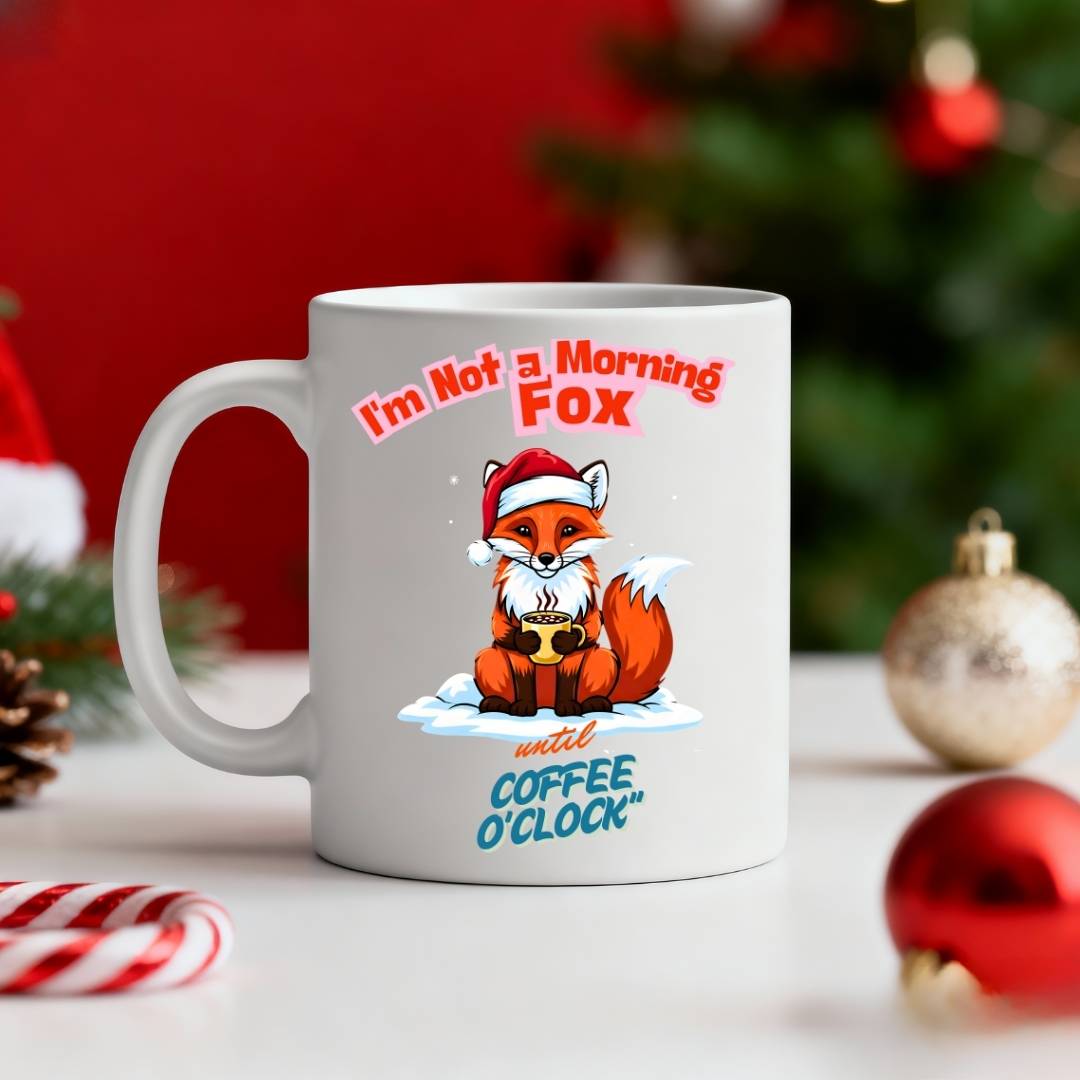 “Christmas Fox Meme Mug – funny fox coffee mug with festive holiday design by Memez.Store