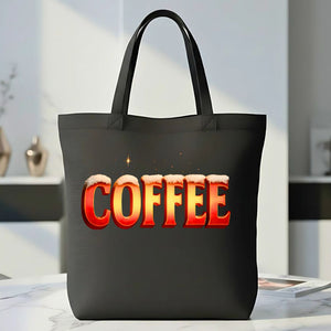Classic Coffee Tote Bag held by a person at a cafe
