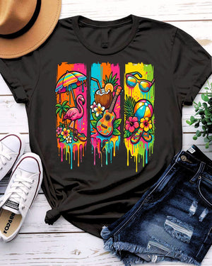 Colorful summer tee rainbow sunburst graphic vibrant design