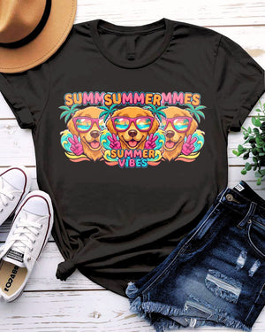 Colourful face summer vibes tee rainbow smile graphic