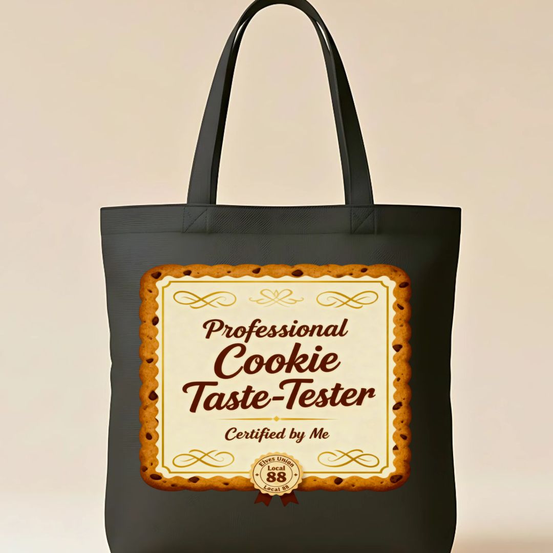 Cookie Taste Tester Tote Bag with funny official meme design