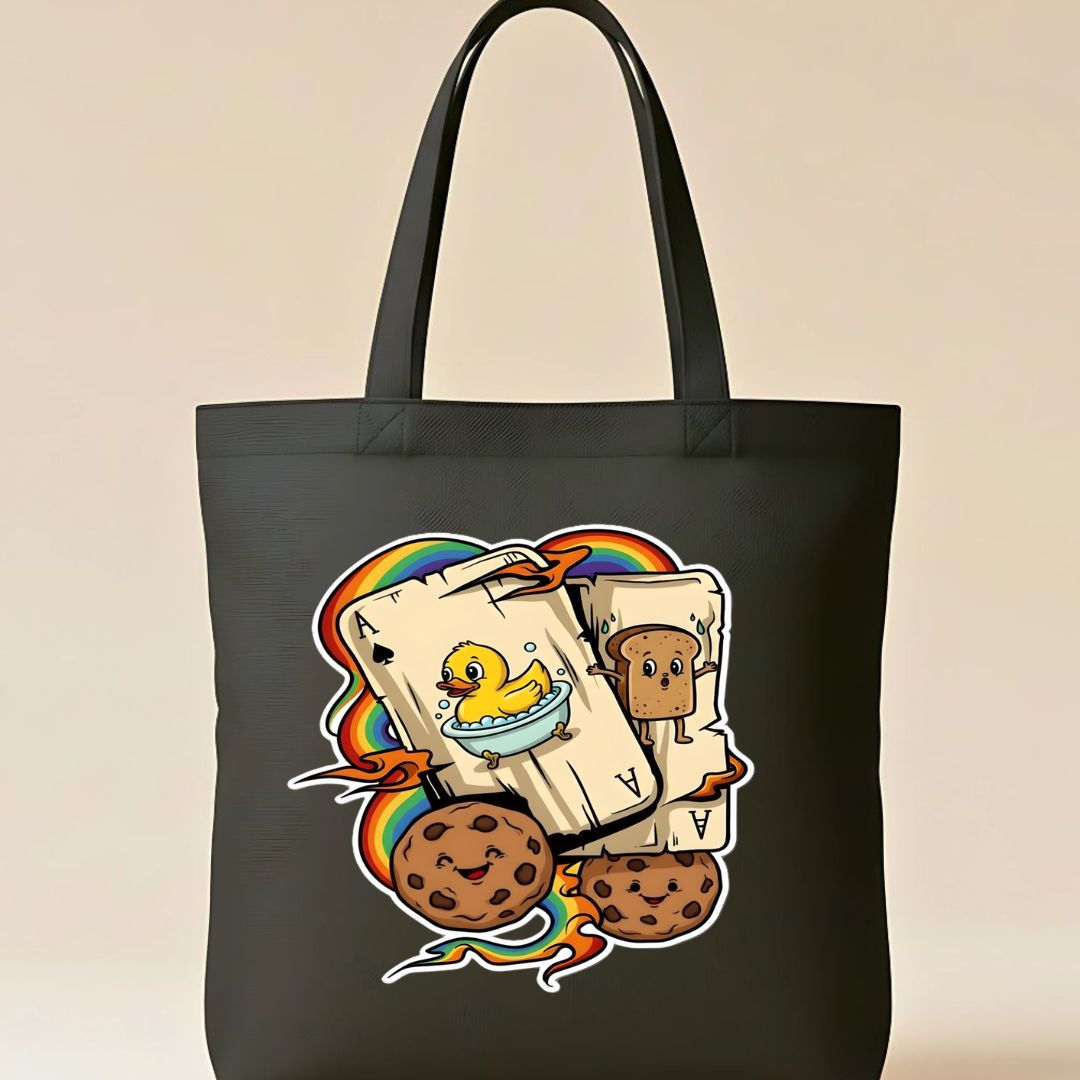 Cookies and Cards Tote Bag with game night design