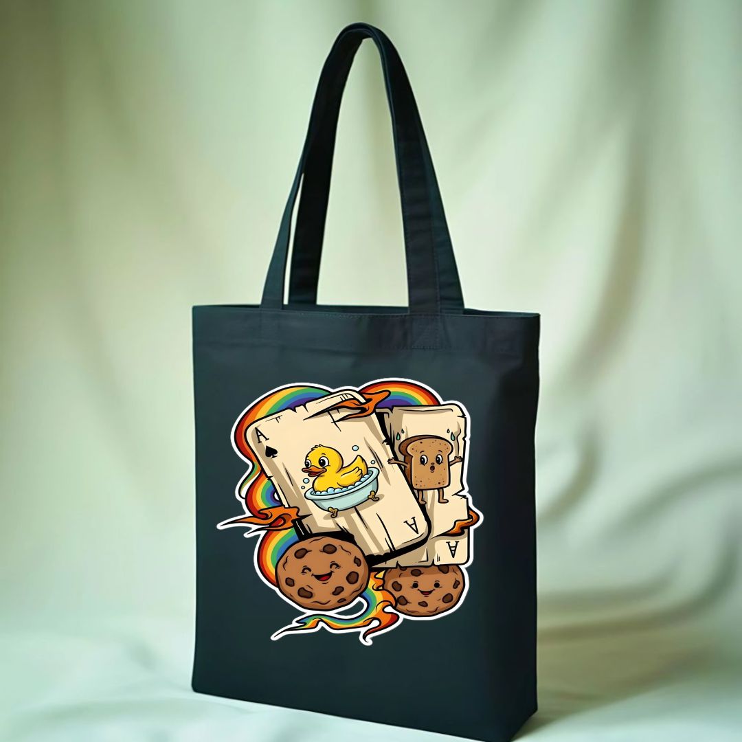 Cookies and Cards Tote Bag with game night design