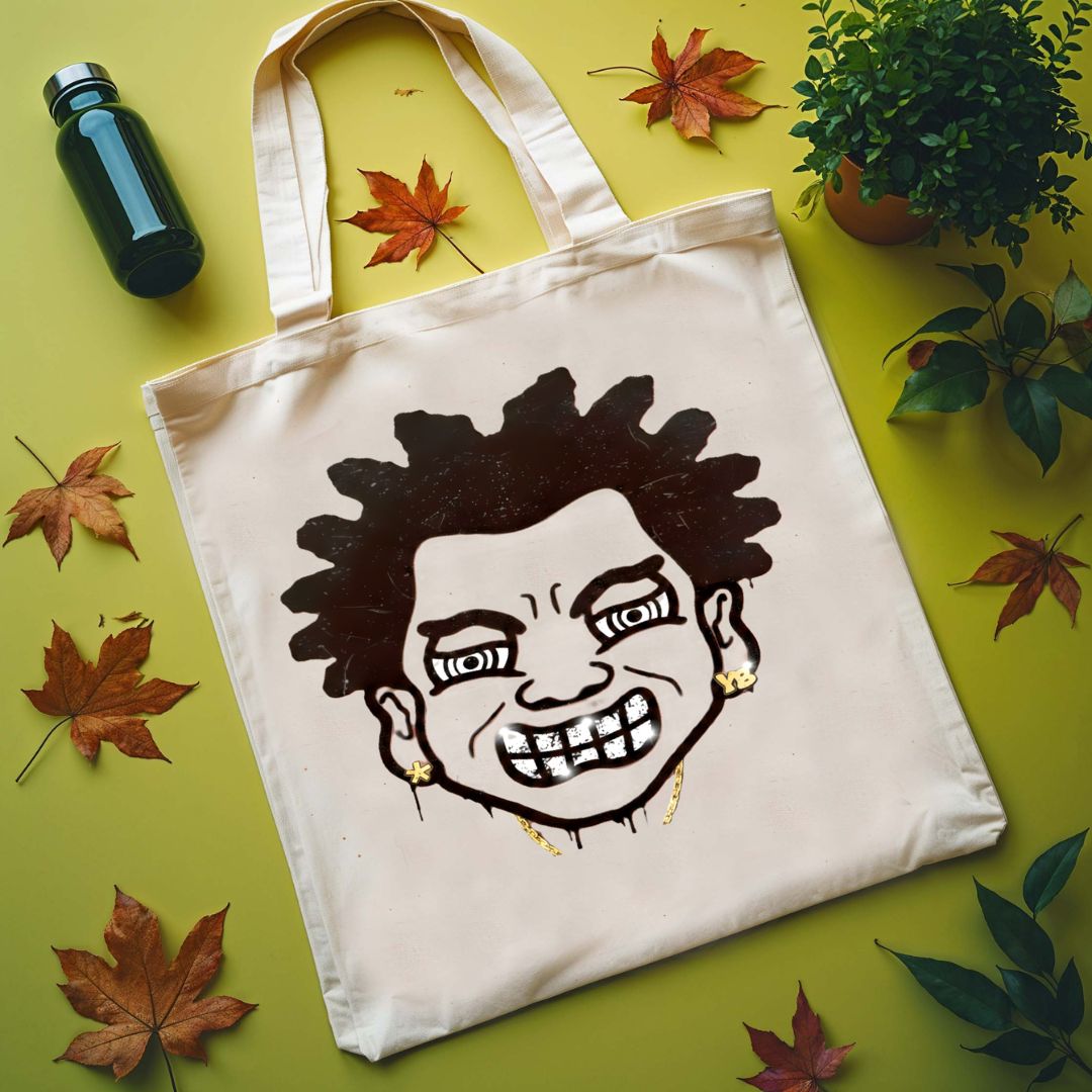 Copy Face With Silver Teeth Tote Bag with viral meme design