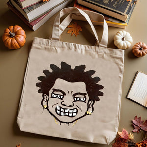 Copy Face With Silver Teeth Tote Bag with viral meme design