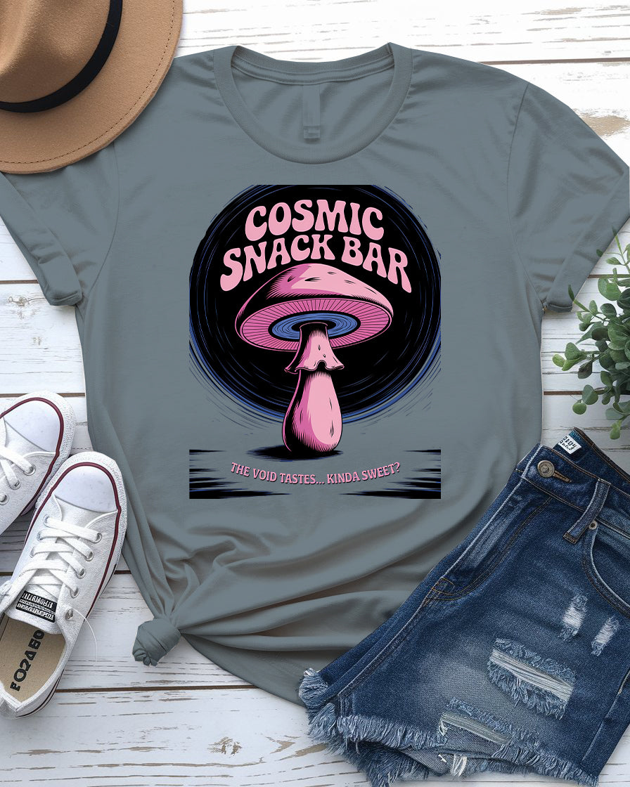 Cosmic Snack Bar Tee – Trippy Mushroom Shirt