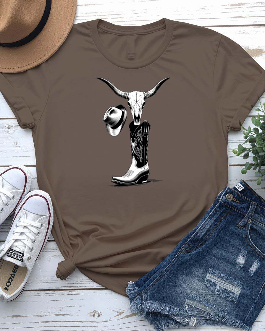 “Cow Boy Accessories Unisex Tee by Memez Store – Front View”