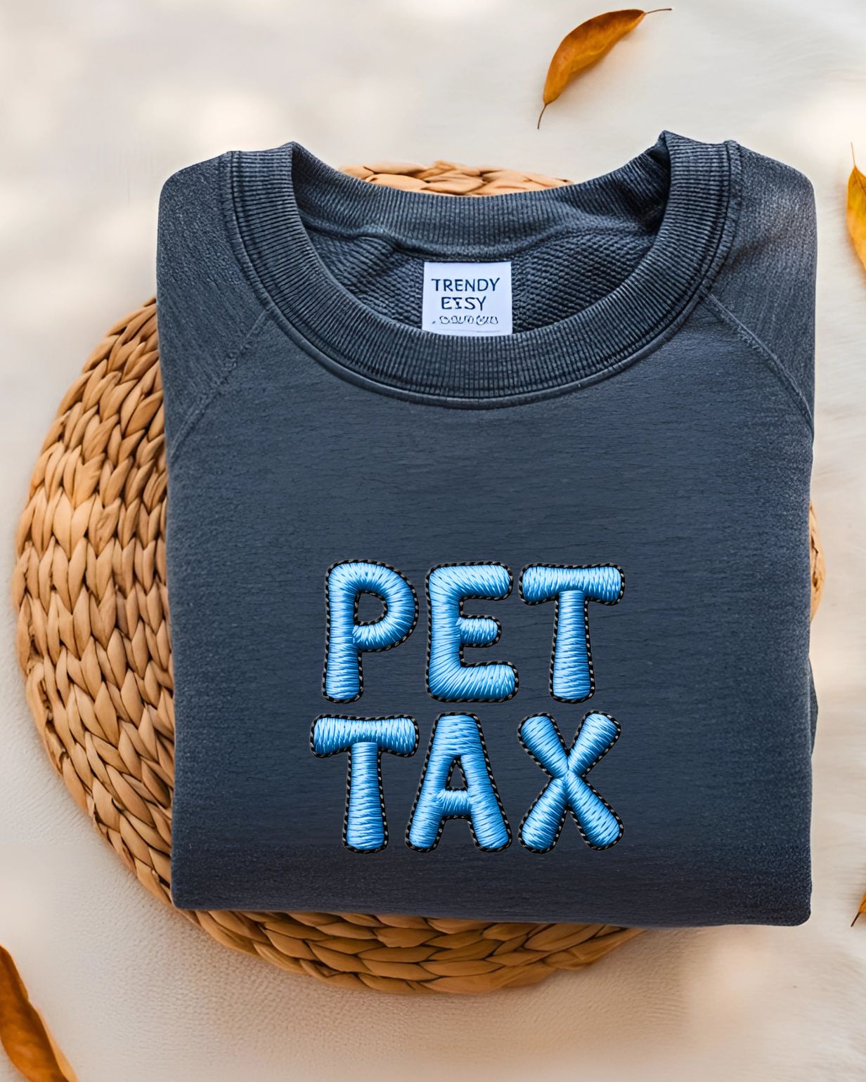 Cozy animal humor embroidered sweatshirt Pet Tax