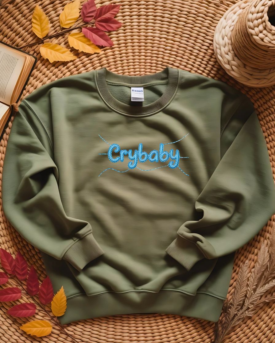 Cozy Cry Baby embroidery sweatshirt for Gen Z streetwear”