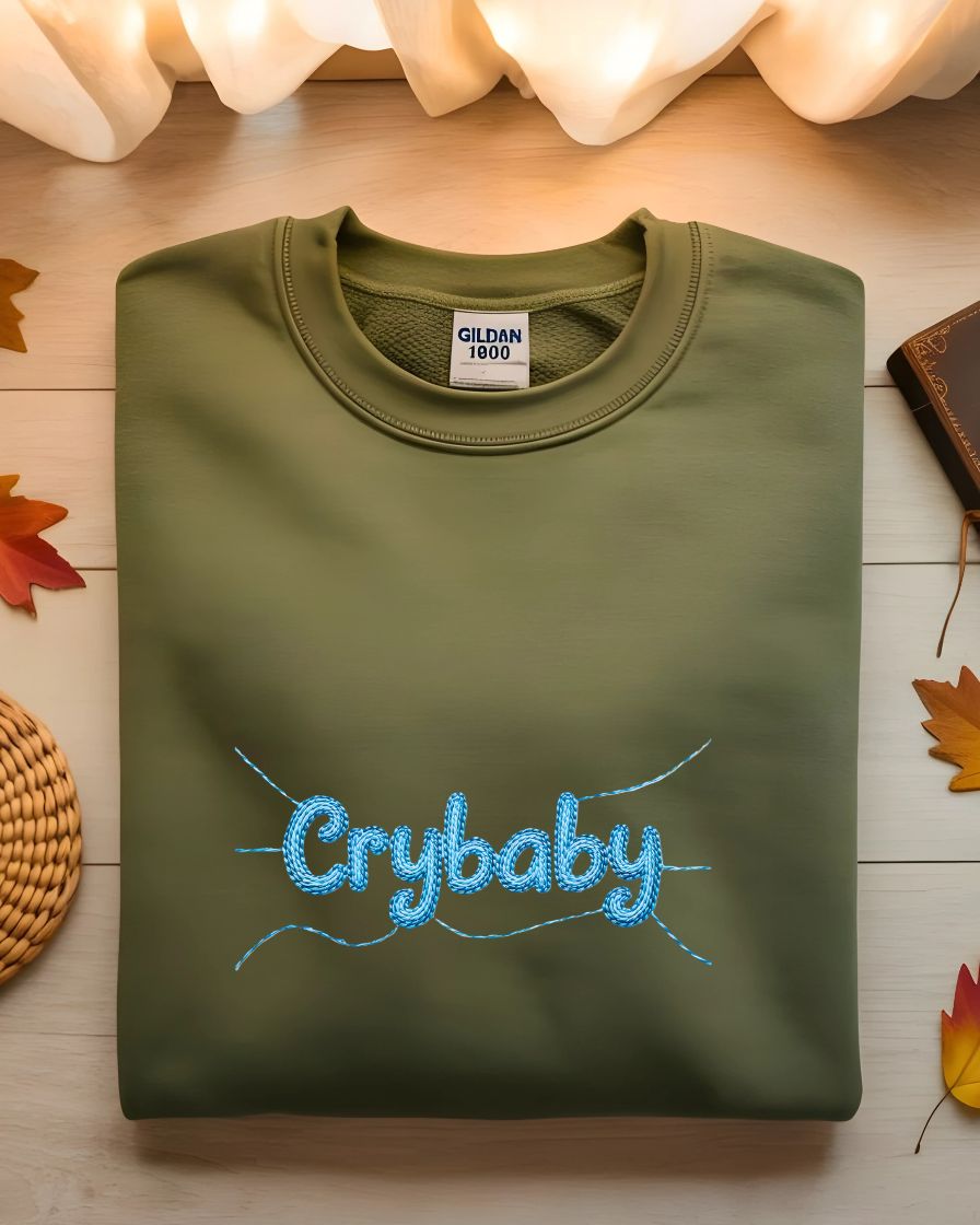 Cozy Cry Baby embroidery sweatshirt for Gen Z streetwear”