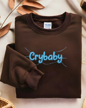 Cozy Cry Baby embroidery sweatshirt for Gen Z streetwear”