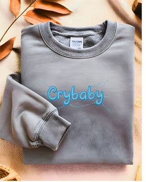 Cozy Cry Baby embroidery sweatshirt for Gen Z streetwear”