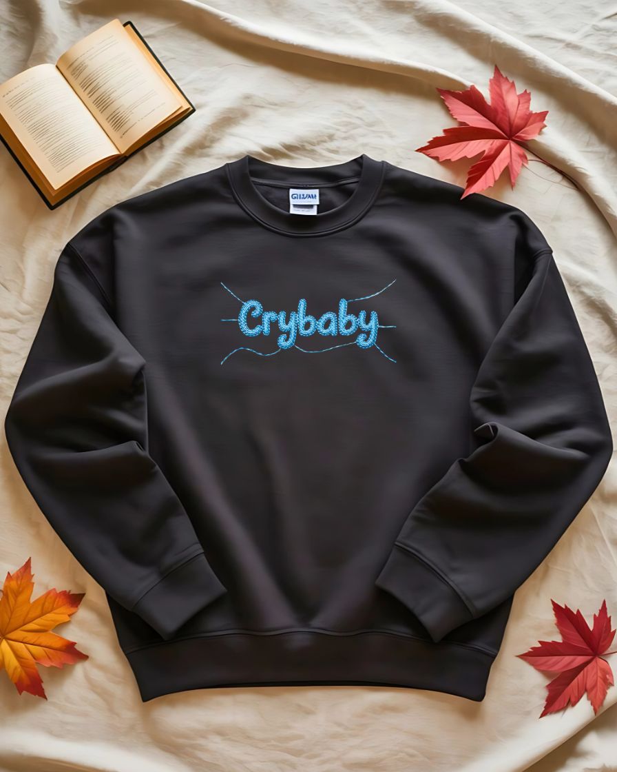 Cozy Cry Baby embroidery sweatshirt for Gen Z streetwear”
