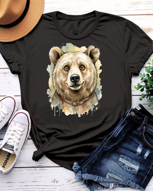 Cute bear tee smiling bear face with honey pot graphic