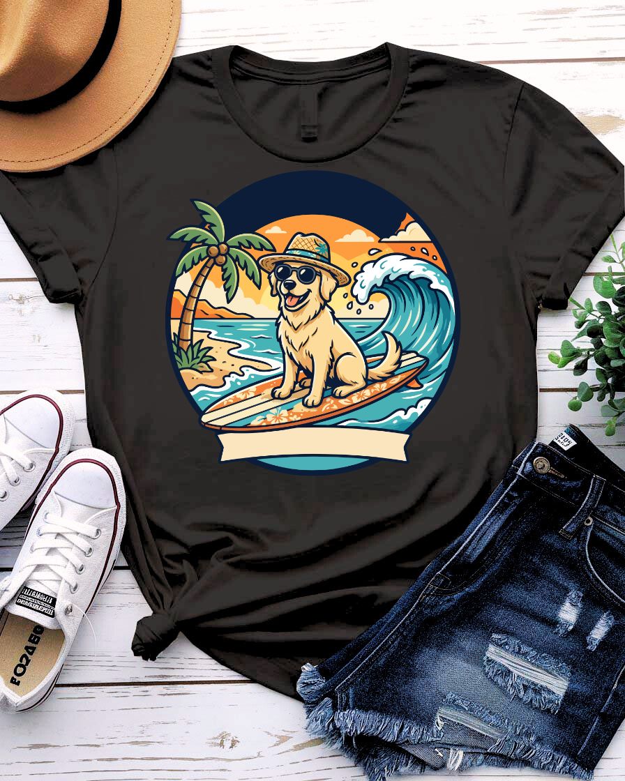 Cute dog summer tee golden retriever sunglasses graphic