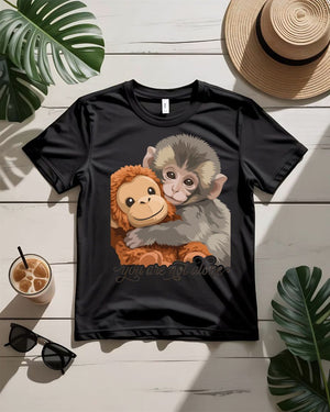 Cute monkey tee banana holding primate graphic big ears